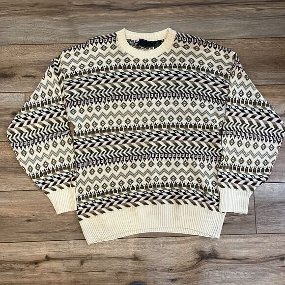 Hunting Horn Other - Vintage Hunting Horn Classics Geometric Pattern Knit Sweater Cream Sz M (Fits L)
